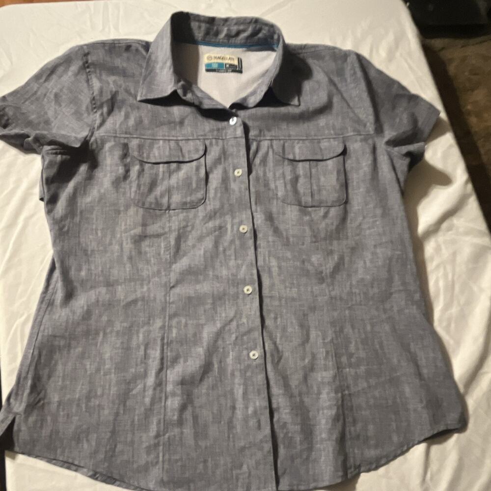 Magellan Outdoors Fish Gear Classic Fit Women's XL Blue/Gray Ventilated Shirt